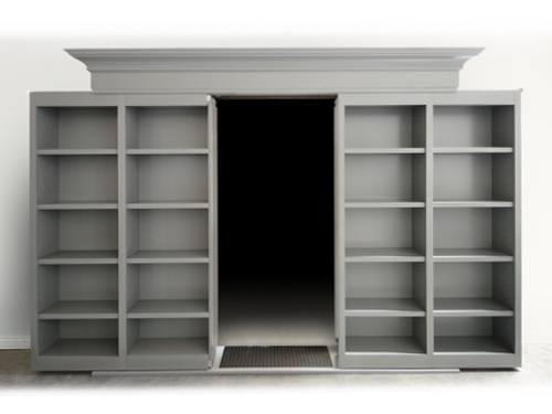 open grey slider door