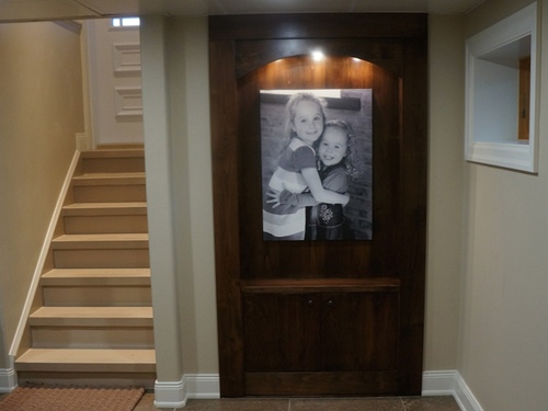 closed display cabinet door.