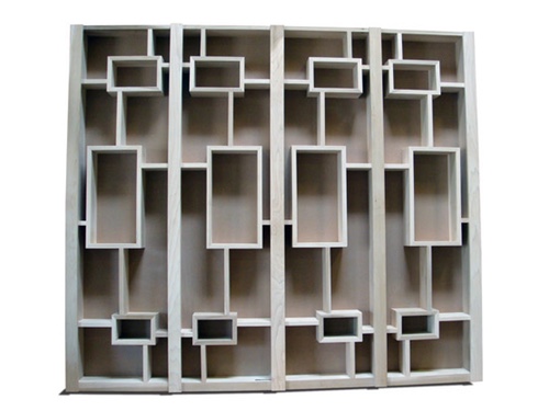 Modern bifold bookcase door.