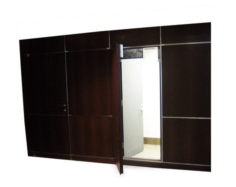 modern wooden panel door open