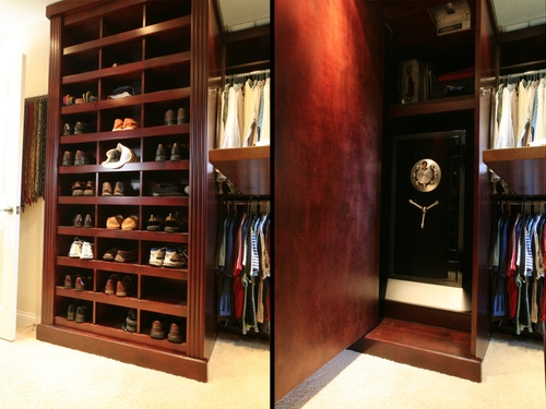 side by side wooden shoe rack door.