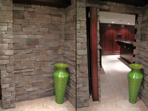 open and close side by side steel stone wall door