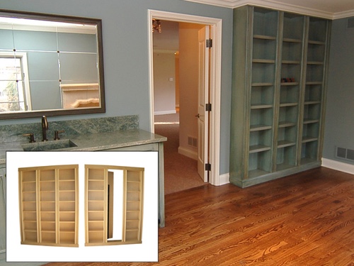 closed bookcase door.