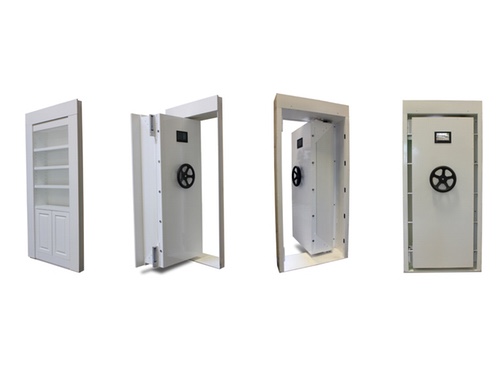 open and closed white vault for home security.
