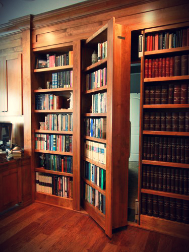 open Secret Bookcase Door in office