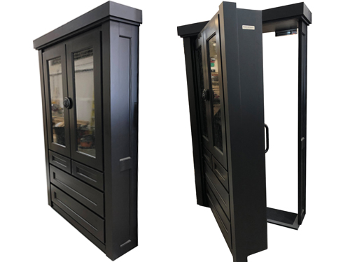 Open and Closed single high security bookcase door.