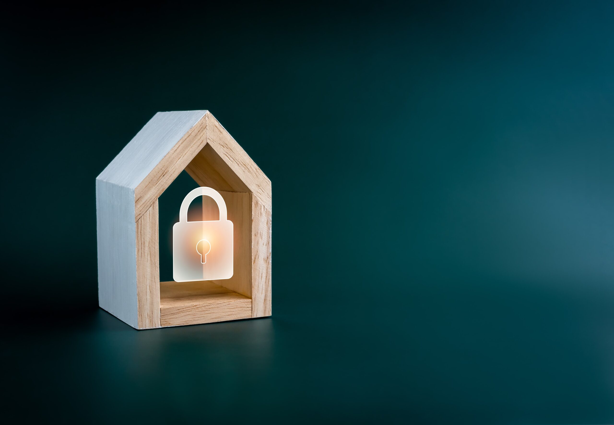 A locked master lock in a wooden house.
