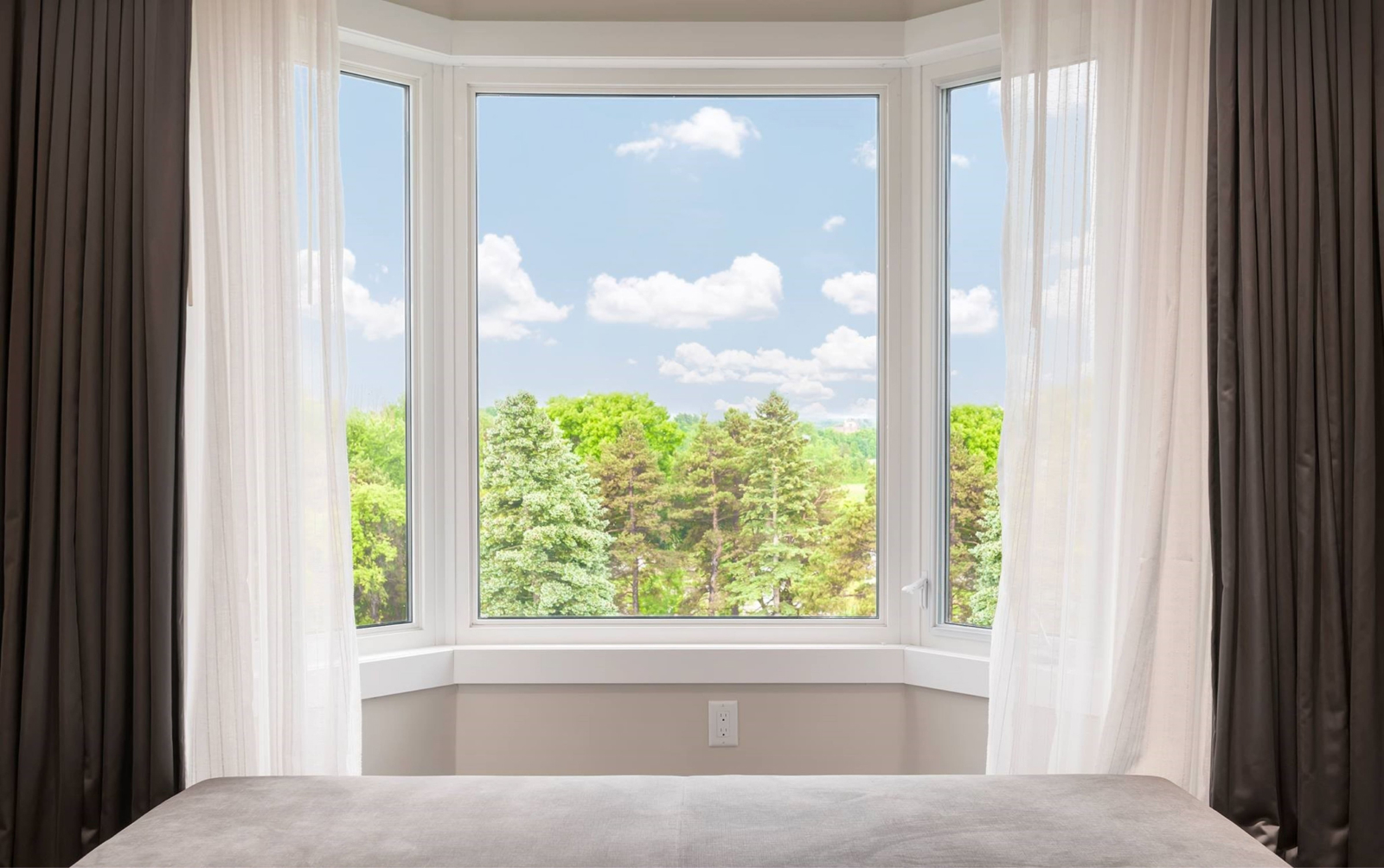 bulletproof bay window overlooking trees