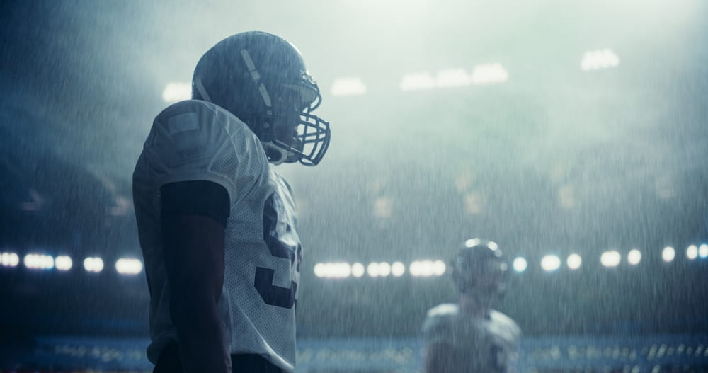 Professional athletes in stadium